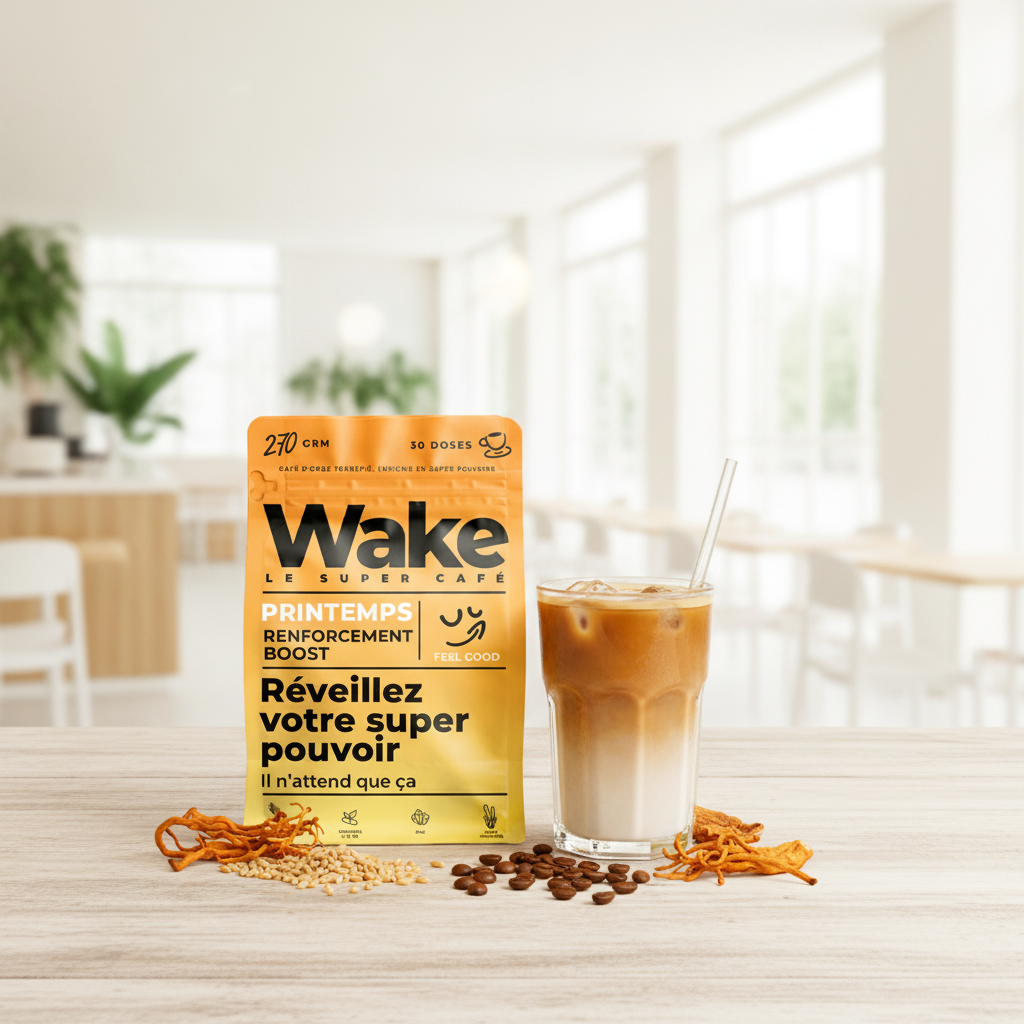 Boisson Wake au café adaptogène, tendance bien-être