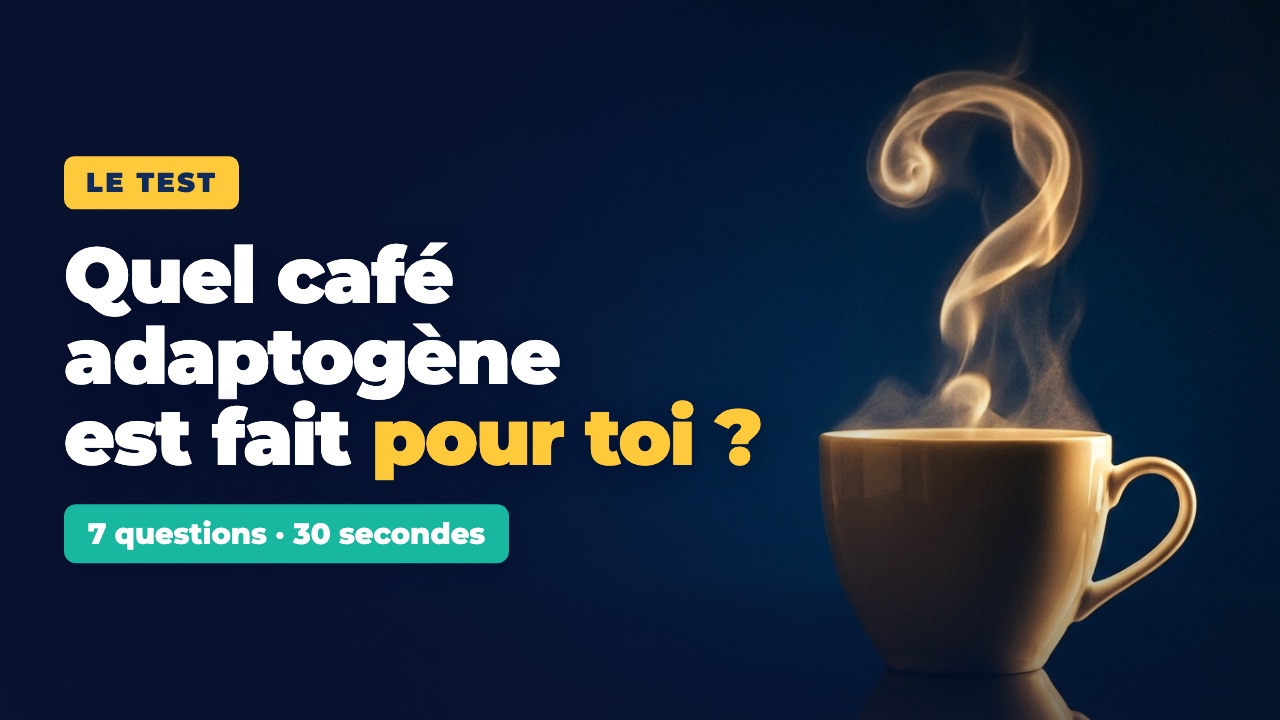 Test : quel café adaptogène est fait pour toi ? Tasse de café dont la vapeur dessine un point d interrogation